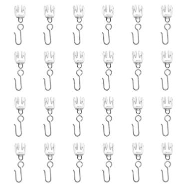 Imagem de RiseDirectly Conjunto de 25 ganchos universais de rolos de trilho de cortina, conjunto de polias de cortina de teto, 25 ganchos de metal S e 25 peças de rolos de plástico planadores, gancho de suporte