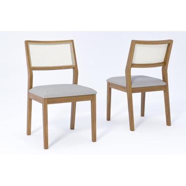 Imagem de Cadeira de Cozinha Bella Kit 2 Un Carvalho/Linho Cinza - Cimol