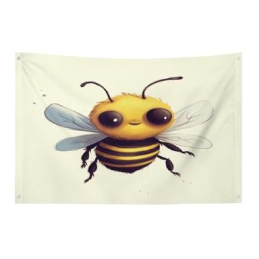 Imagem de Bandeira com quatro furos para todos os climas, bandeira decorativa impressa com abelha, bandeiras de poliéster adequadas para uso interno e externo 89 x 159 centímetros