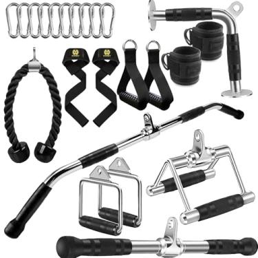 Imagem de Acessório de cabo de barra LAT com punhos de borracha, cabide giratório de luxo resistente para academia em casa (conjunto de 90 cm)