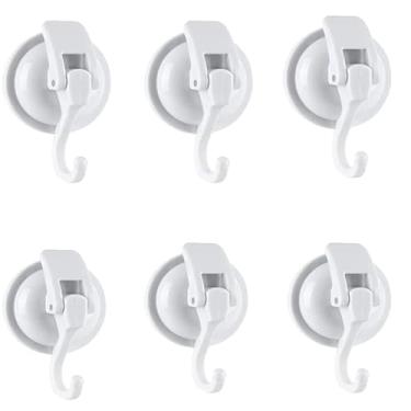Imagem de SOCONT Ganchos resistentes com ventosa a vácuo, super sucção polida banhada a branco para cozinha, banheiro, pacote com 6