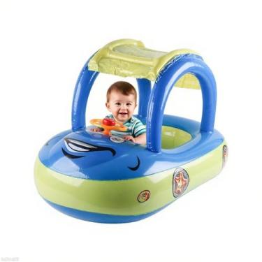 Imagem de Boias para Piscina de Bebé,Anel de Natação | Brinquedo Flutuador Inflável Forma de Carro com Toldo para Água Lago Piscina Verão