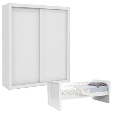 Imagem de Cama Babá E Guarda Roupa Infantil 2 Portas Tutto New Branco Acetinado - Matic
