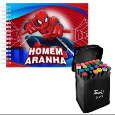 Imagem de Kit Livro De Colorir Homem Aranha Bobbie Goods 50 Folhas 180g Com 24 C