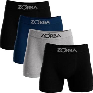 Imagem de Kit 4 Cuecas Zorba Boxer Algodão Box Elástico Sem Costura Cueca Mascul