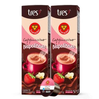 Imagem de 2x Cápsula de Café Tres 3 Corações Cappuccino Napolitano 10 Unidades, 