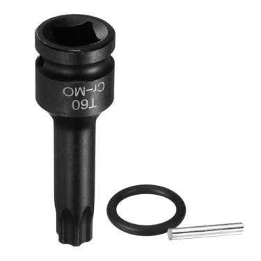 Imagem de HARFINGTON Soquete Torx de 1/5.1 cm T60 Impact 6 Point Star Bit Sockets CR-MO Aço com Contrapino e O-ring para Furadeira Elétrica, Adaptador de Oficina de Garagem