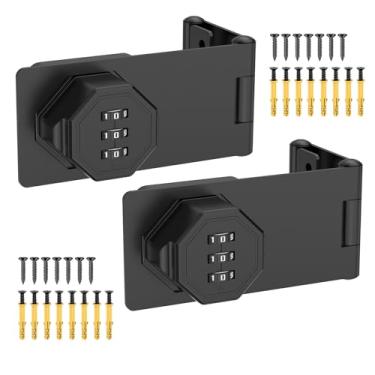 Imagem de BiceNoning Fechadura de armário de combinação de 3 dígitos de 90 graus, trava dobrável sem chave de liga de zinco, trava de porta giratória de segurança com senha para armário de arquivos de