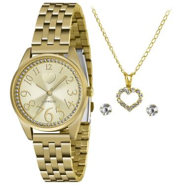 Imagem de Relógio Analógico Feminino Lince Lrg4702l K065+colar E Brincos