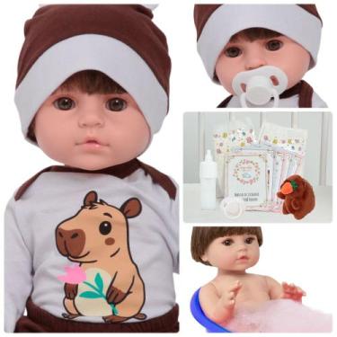 Imagem de Boneco Reborn Menino Capivara 46cm Recém Nascido Pode Banho - Cegonha 