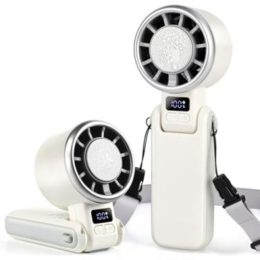 Imagem de Ventoinha portátil turbo portátil com resfriamento ICE – bateria de 4000 mAh, vento de 5 velocidades, motor sem escovas, carregamento rápido USB-C, dobrável, usável e desktop, mini ventilador para