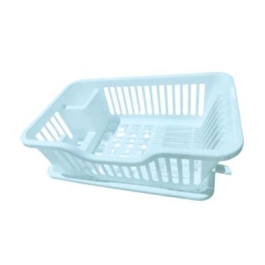 Imagem de Bothyi Escorredor de pratos, utensílios de cozinha, suporte para talheres, prateleira de armazenamento para pratos, organizador de escorredor de pratos para, Azul