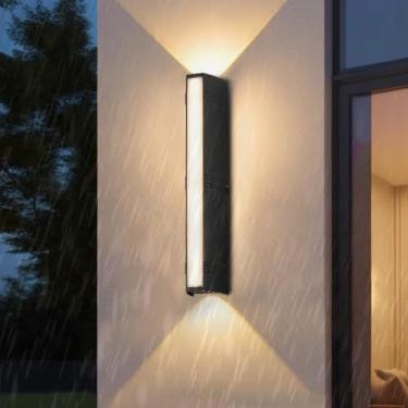 Imagem de Luzes de parede externas LED para cima e para baixo IP65 à prova d'água lâmpadas de parede de jardim acrílico moderno alumínio exterior arandelas de parede interna/externa para porta da frente quintal