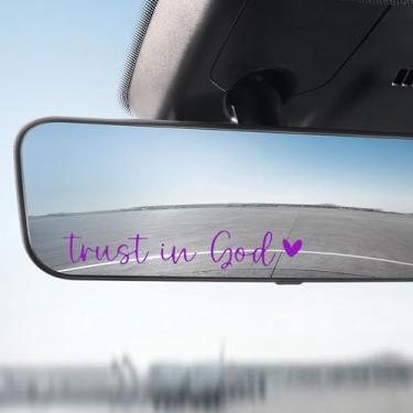 Imagem de Kutyun 2 peças de decalques de espelho retrovisor Trust in God, decoração de carro para mulheres, adesivos decorativos de espelho retrovisor de vinil automotivo, acessórios de carro, adesivos