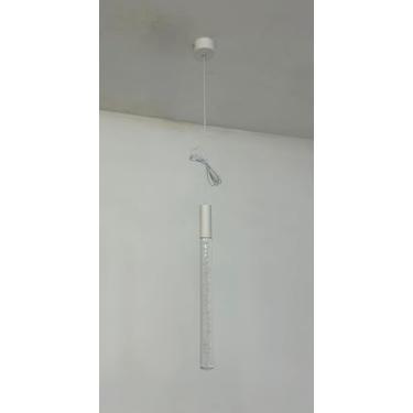 Imagem de Luminária Pendente de LED Tubo Elegante e Moderna em Alumínio, 3000K, 5-7W Bivolt (Tubo Branco com Acrílico Bolhas)
