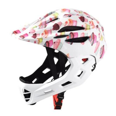 Imagem de predolo Capacete de bicicleta infantil com proteção de queixo Capacete de bicicleta infantil para patinação, Bolo