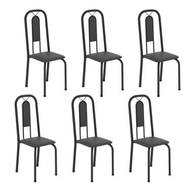 Imagem de Cadeiras para Sala de Jantar 6 Unidades Lívia Preto Liso