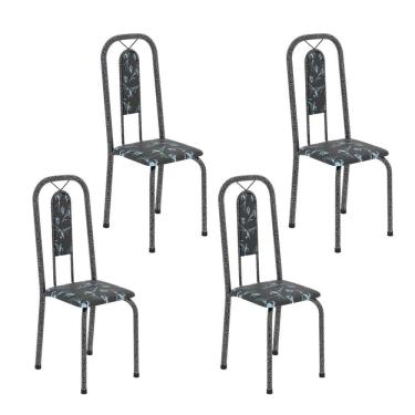 Imagem de Cadeiras para Sala de Jantar 4 Unidades Lívia Preto Floral/ Mart Prata