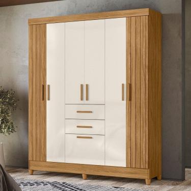 Imagem de Guarda Roupa Solteiro Frisado 7 Portas 2 Gavetas com Pés Malta Moval