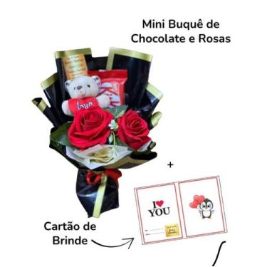 Imagem de Mini Buquê de Chocolate e Rosas Presente Lembrancinha Surpresa Namorad