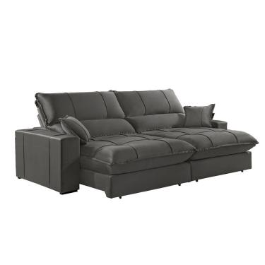 Imagem de Sofá Zeus Reclinável Retrátil Pillowtop E Espuma D28 Zarat Grafite