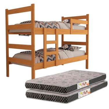 Imagem de Beliche Veneza Solteiro Nature Mdf Reforçada Acompanha 2 Colchoes