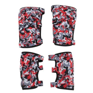Imagem de Kids Knee Pads Cotonete Pads de Proteção Conjunto de Equipamento Protetivo Durável Ajustável Confortável Para Crianças Ciclismo Scooter Skate Skateing Skate Basketball Soccer (Róseo) (Vermelho)