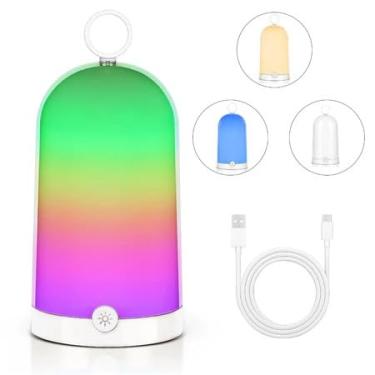Imagem de Luminária de Mesa LED Sensível ao Toque Cores RGB Moderna e Portátil, Adequada para Quarto Sala de Estar