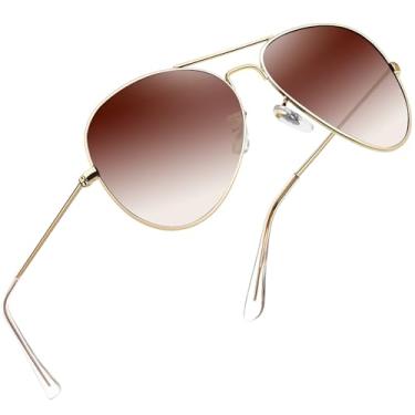 Imagem de Joopin Óculos de Sol Retangulares, Clássicos Militares para Homens, com Proteção UV Polarizada para Fantasia, C14- Ouro Grande/Marrom Gradiente, Normal