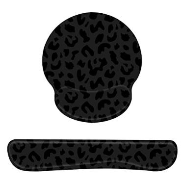 Imagem de Deokke Conjunto de 2 peças de almofada de descanso de pulso para teclado e mouse para descanso de pulso, suporte ergonômico, mouse pad para jogos, espuma de memória, base antiderrapante, para