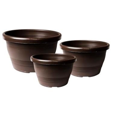 Imagem de Kit de Vasos Plásticos Cuias Modelo 18+23+30 Veneza Colorido Para Jardim Vertical, Decoração Jardim Suspenso Jardinagem (Tabaco, Com hastes)