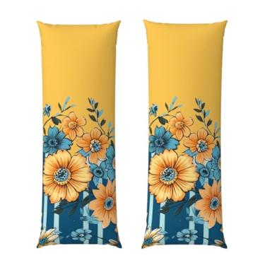 Imagem de Capa de travesseiro corporal com zíper oculto, fronha longa de microfibra macia e respirável para travesseiro corporal, fronhas florais amarelas e azuis para dormir, presente para cama, fronha 50 x