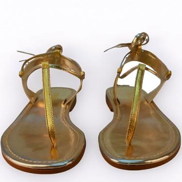 Imagem de Sandália Rasteira Feminina de Couro Helena Dourado Tamanho 40 - marca