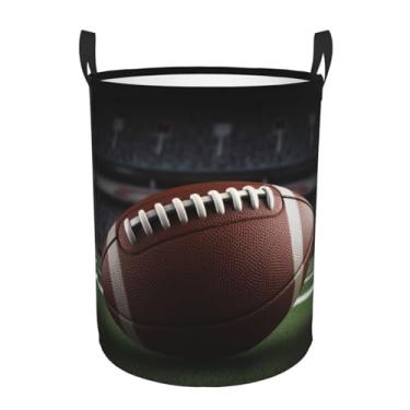Imagem de Cesto de lavanderia de futebol americano, dobrável, impermeável, cesto de armazenamento de roupas com alças, pano Oxford, organizador de brinquedos, cesta para banheiro, lavanderia, quarto, médio