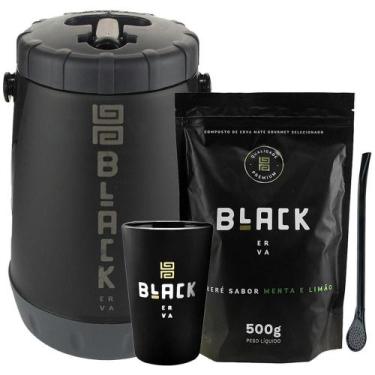 Imagem de Kit Tereré Black Erva Garrafa Cuia Bomba Erva Menta Limão