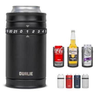 Imagem de DUALIE Tracker Cooler para bebidas – Contador de pontuação de jogos e refrigerador de latas isolado 3 em 1 – Tamanho universal para latas de 350 ml, latas finas e garrafas – Preta