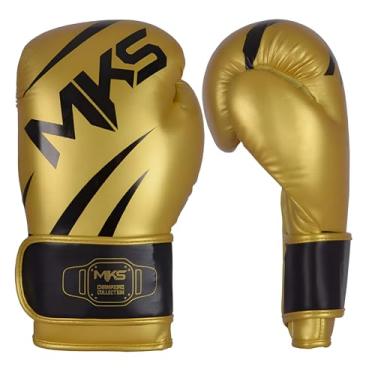 Imagem de Luva de Boxe Muay Thai Champions III Dourado e Preto MKS Combat (14oz)