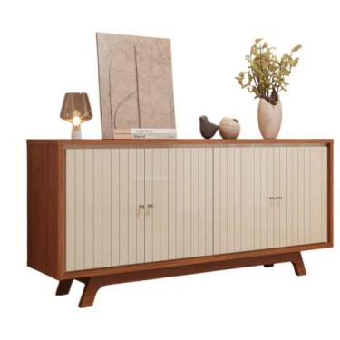 Imagem de Buffet Aparador 4 Portas com Frisos Decorativos e Prateleiras Soleil F