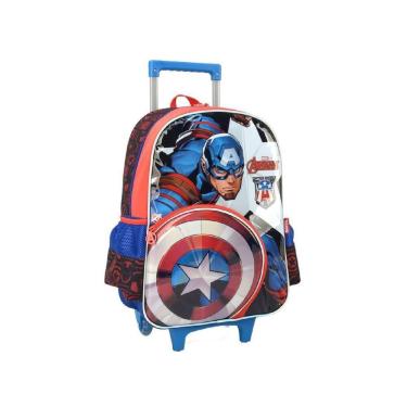 Imagem de Mochila Rodas Capitão América Escolar Avengers Meninos Azul