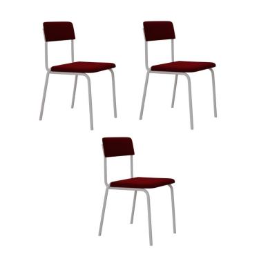 Imagem de Cadeira Fit Fixa C/4 Pes 475 X 505 X 810 Mm C/3 Un Pés Brancos. Vermelho Vin. Vermelho Vinho
