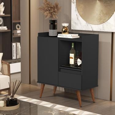 Imagem de Buffet Aparador 2 Portas Status Com Pés Pinus - Preto