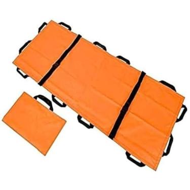 Imagem de Maca Macia Dobrável Para Uso Doméstico, Portátil 12 Alças De Lona Engrossada Maca De Primeiros Socorros Com Bolsa Para Celular Inj, Orange