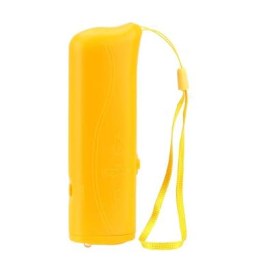 Imagem de Repelente ultrassônico portátil para cães com luz LED para animais de estimação, parar de latidos, treinador, caçador, dispositivo antilatido - Amarelo