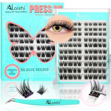 Imagem de Cluster Eyelash Kit, DIY Cluster Eyelash Extensions 10-18mm,100pcs Soft Natural Eyelashes with Eyelash Tweezers-Faux Natural Cat Eye Eyelashes in Individual Clusters (NGDY31)