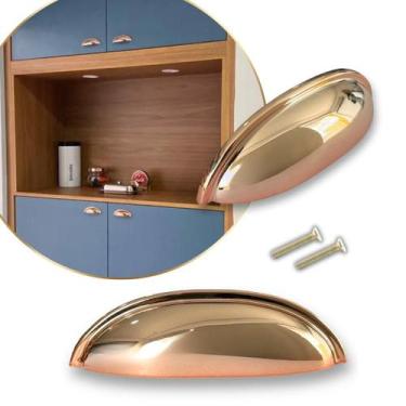 Imagem de Kit 4 Puxador Concha para Armário, Porta e Gaveta Armário em Metal - C