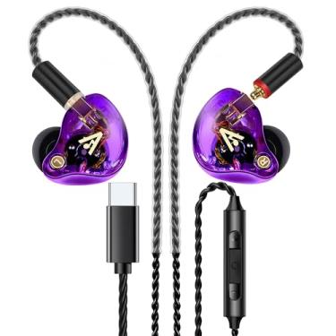 Imagem de Fones de ouvido Vibes 202MC USB-C com fio – Fones de ouvido intra-auriculares HiFi – Fones de ouvido com isolamento de ruído com microfone – Som claro, graves profundos e fones de ouvido de ajuste