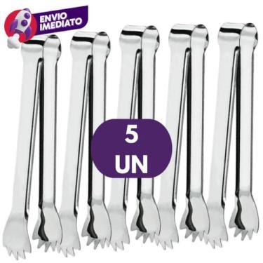 Imagem de Kit Pegador De Gelo 18,5cm Pinça Garra Aço Inox Bar Drinks Frios Profi