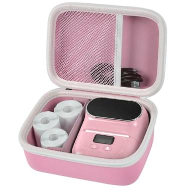 Imagem de Capa compatível com máquina de etiquetas Phomemo M110 – Mini máquina de etiquetas térmica Bluetooth portátil, bolsa de armazenamento para etiquetas de impressora, cabo USB e acessórios – rosa (apenas