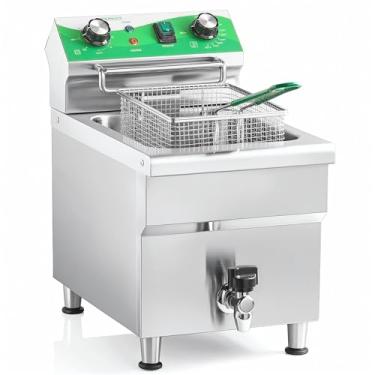 Imagem de NUPANT Fritadeira elétrica comercial de 12,7 QT com cesta e tampa, fritadeira comercial com filtragem de óleo e temporizador, fritadeira profunda de aço inoxidável para restaurante doméstico 110V