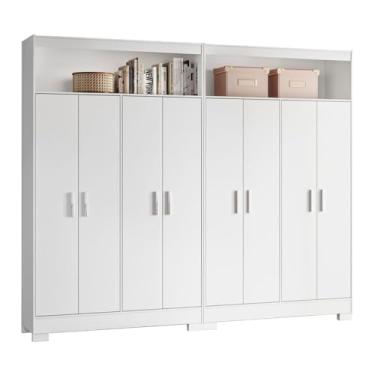Imagem de Armário Multiuso Duplo Nt4040 8 portas Branco/rosa Notável Móveis